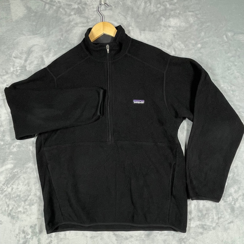 Patagonia Synchilla Mens Large Black Quarter Zip Fleece Pullover Jacket 3956 - Picture 2 of 10